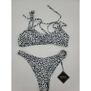 ZAFUL Women's Tie Shoulders Printed Bikini Set S 6